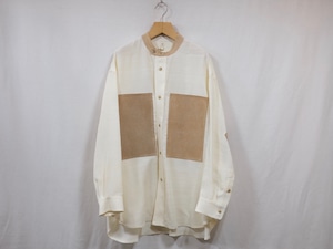 CCU”STAND COLLAR SHRIT SILK×PIG SUEDE”