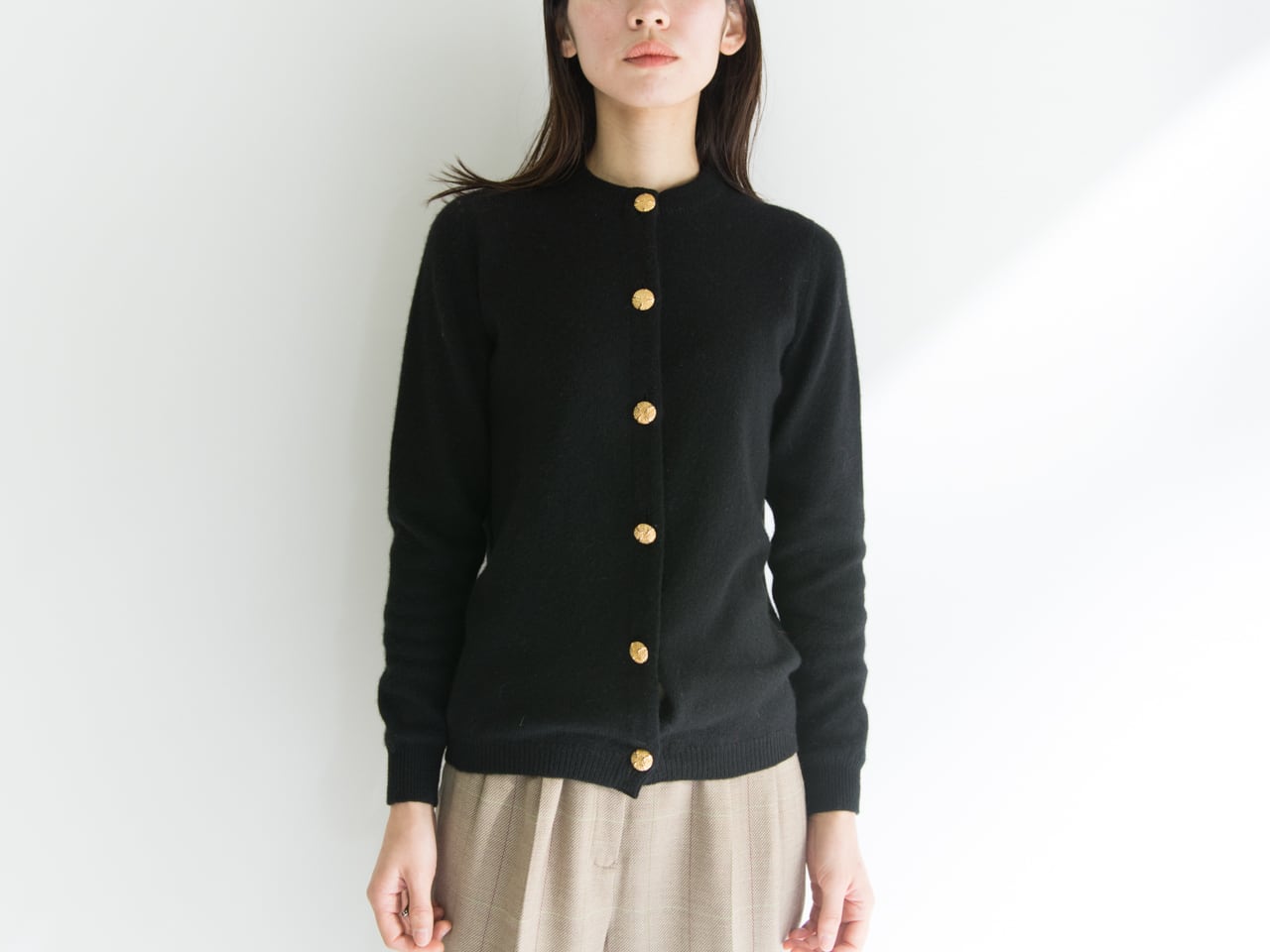 Ballantyne】Made in Scotland pure cashmere gold button knit