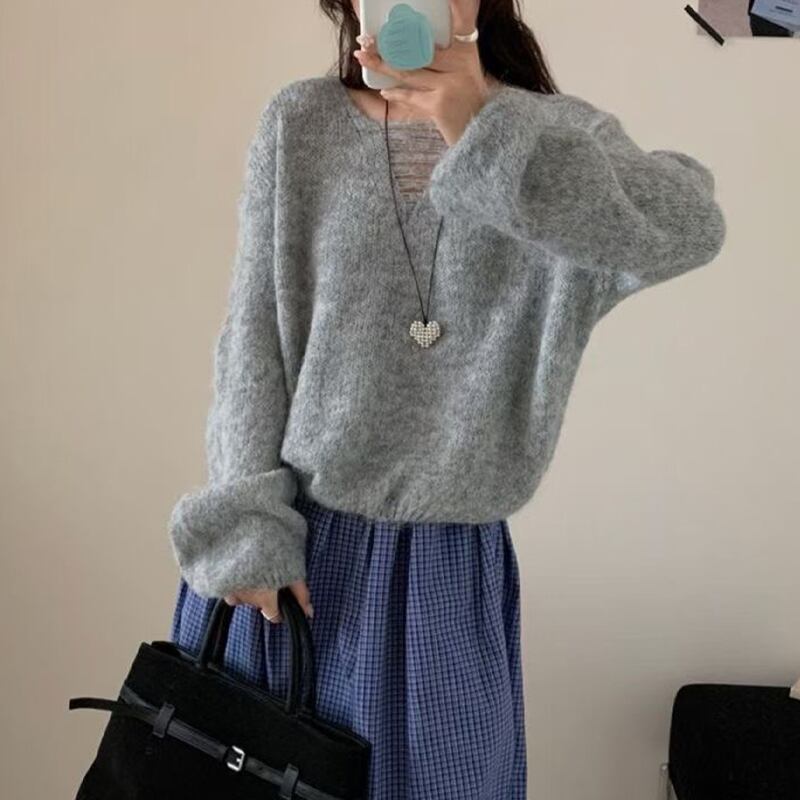 【tops】ダメージ加工ニットトップス Q7916