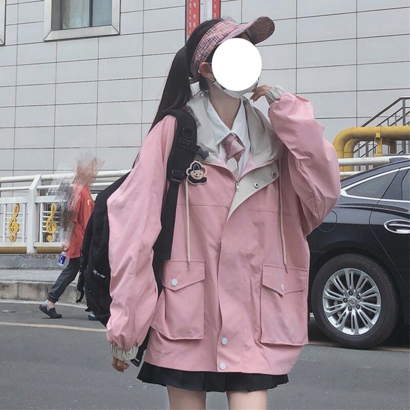 スタンダード刺繍フードジャケット スプリングオータムスタイルルーズ レトロ 春物 秋物 萌量不足23257007608