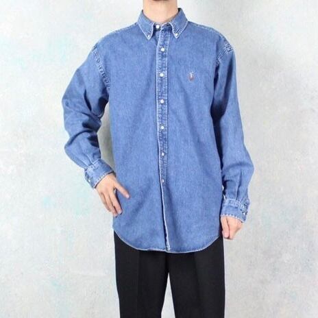 Ralph Lauren ボタンダウンコットンデニムシャツ【FF-3372】 | cv