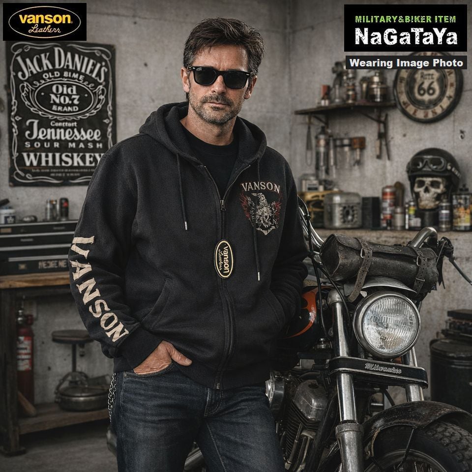 VANSON パーカー　Lサイズ　バイカー バイカー系 VANSON バンソン スカルイーグル ZIP パーカー NVSZ-2212
