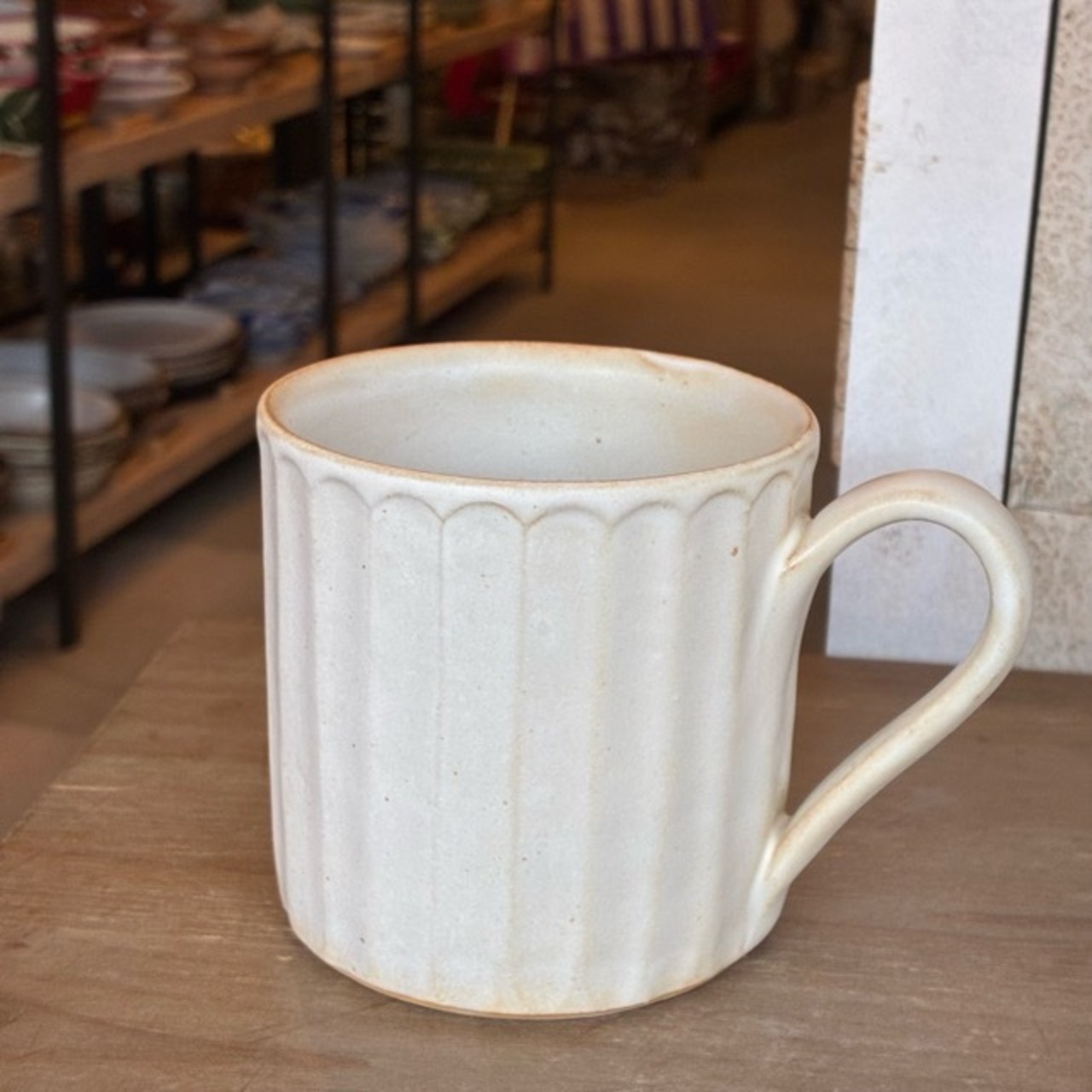 MASHIKO Square mug　益子焼　スクエアマグカップ　420ml　キナリ　お茶　緑茶　ティーカップ　コーヒーカップ　電子レンジOK　食洗機OK　ギフト