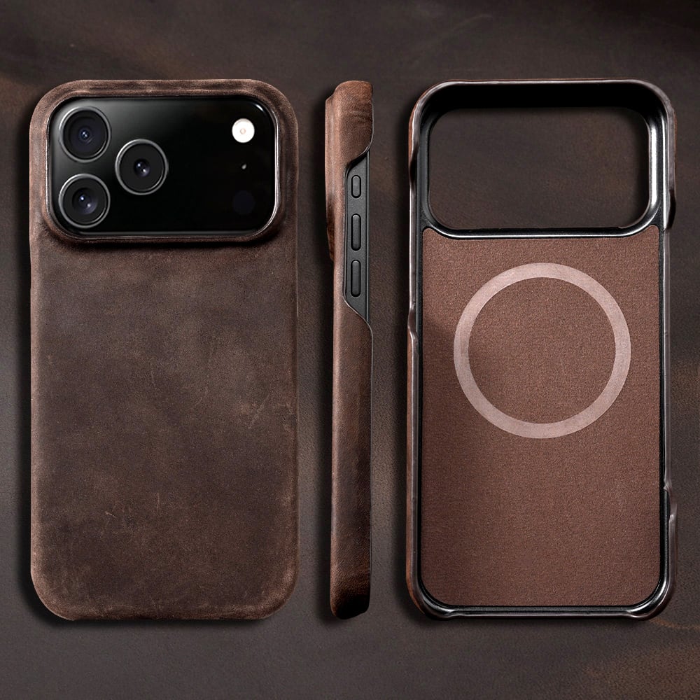 ◇iPhone17/16/15/Pro/Pro Max/Air◇ Crazy Horse Leather Phone Case