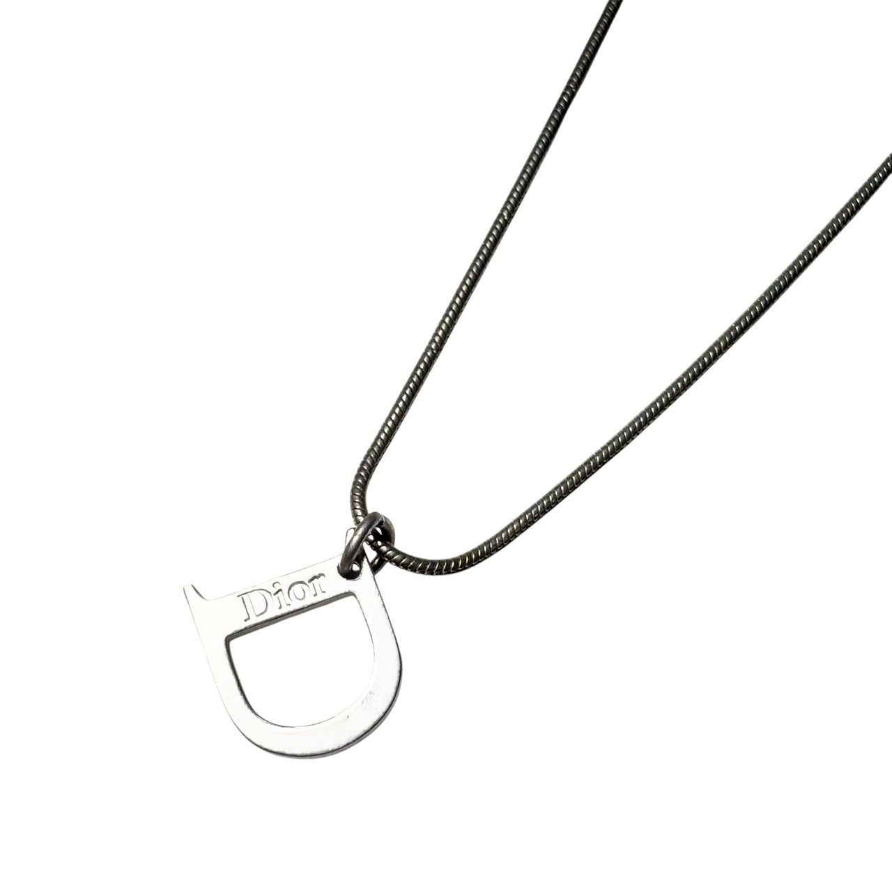 vintage CHRISTIAN DIOR “D” logo pendant necklace