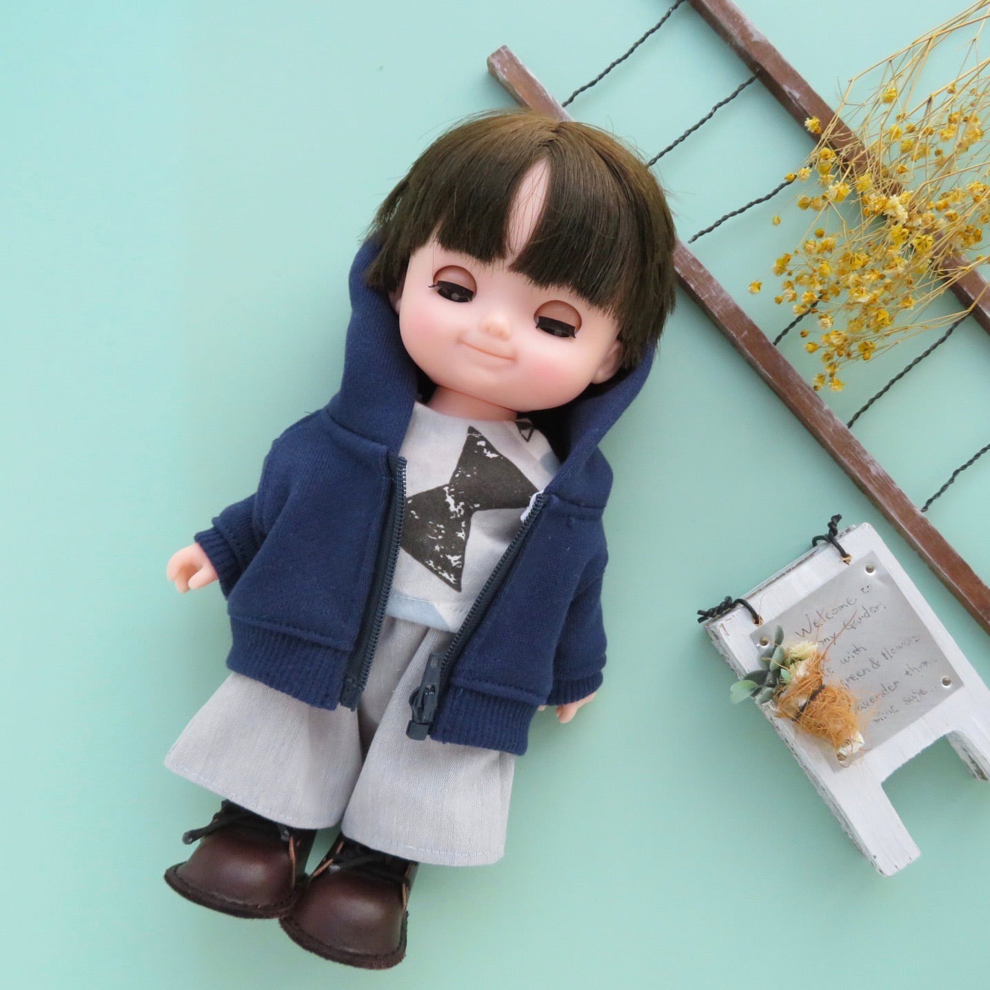 ニットパーカー（紺色）あおくんホルンくん | dollkamiyu