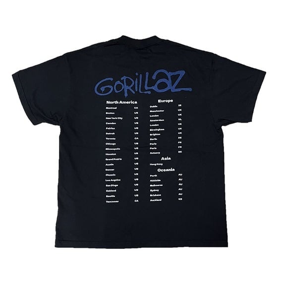 GORILLAZ ゴリラズ World Tour バンドT 黒 XL 弱フェード Gorillaz ゴリラズ Tシャツ Cyborg Noodle ヌードル ツアーT バンドT