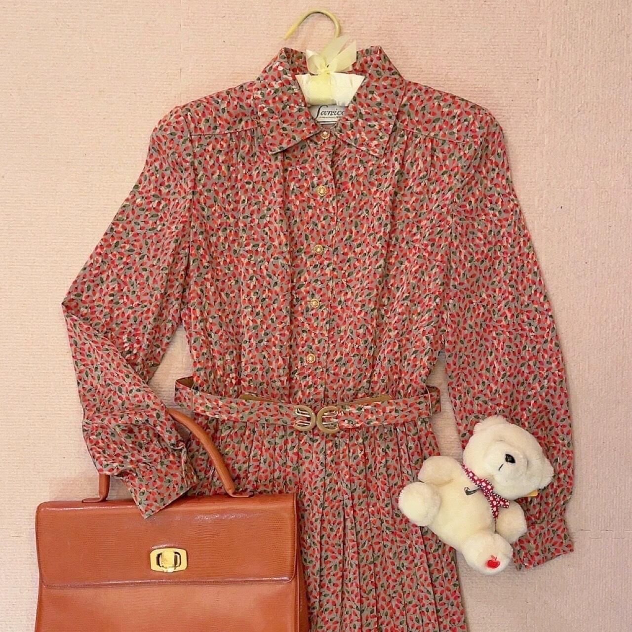 mini strawberry gold button one-piece