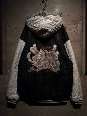 【Caka】"SOUTH POLE" Bling-Bling Embroidery Design Vintage Loose Hooded Quilting Jacket