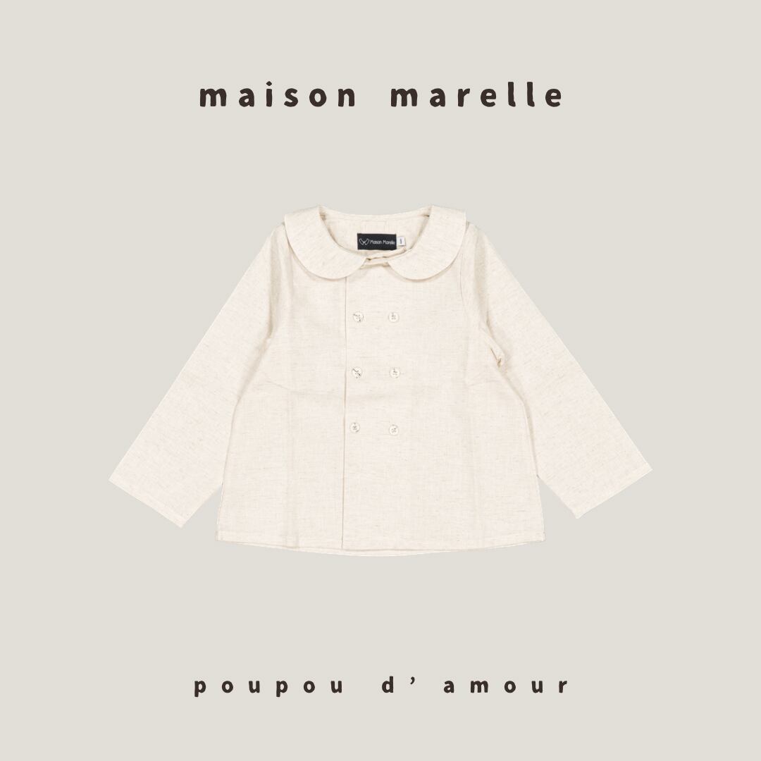 6Y〜12Y 送料無料【予約】maison marelle| Blouse CONVENTION - beige linen(11月上旬以降入荷予定)