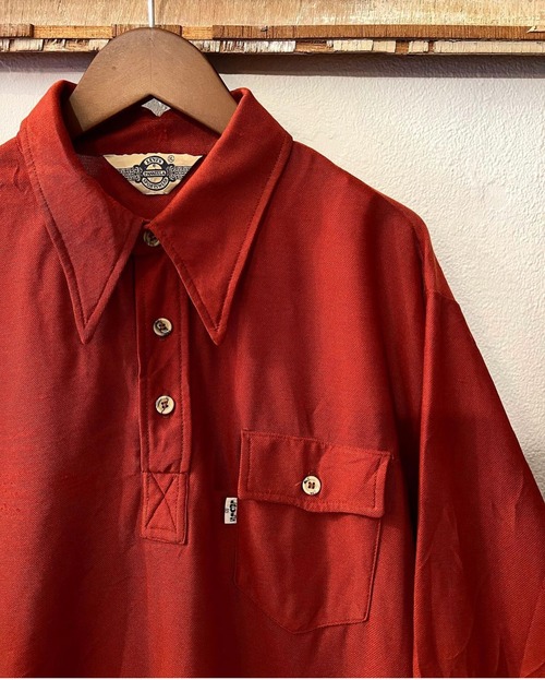 70's〜 levis "terra cotta colour" L/S  knit poroshirts【XL】