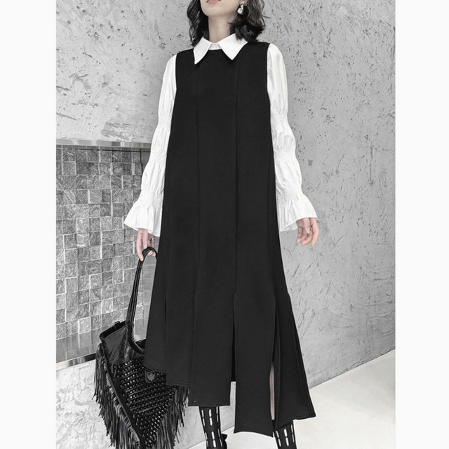 Uncut random hem sleeveless dress C0691