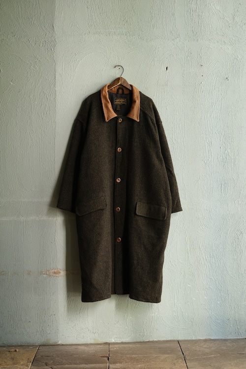 Utah/80-90's "Eddie Bauer" tweed & leather wool coat