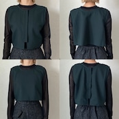 double zip 2way short vest/green