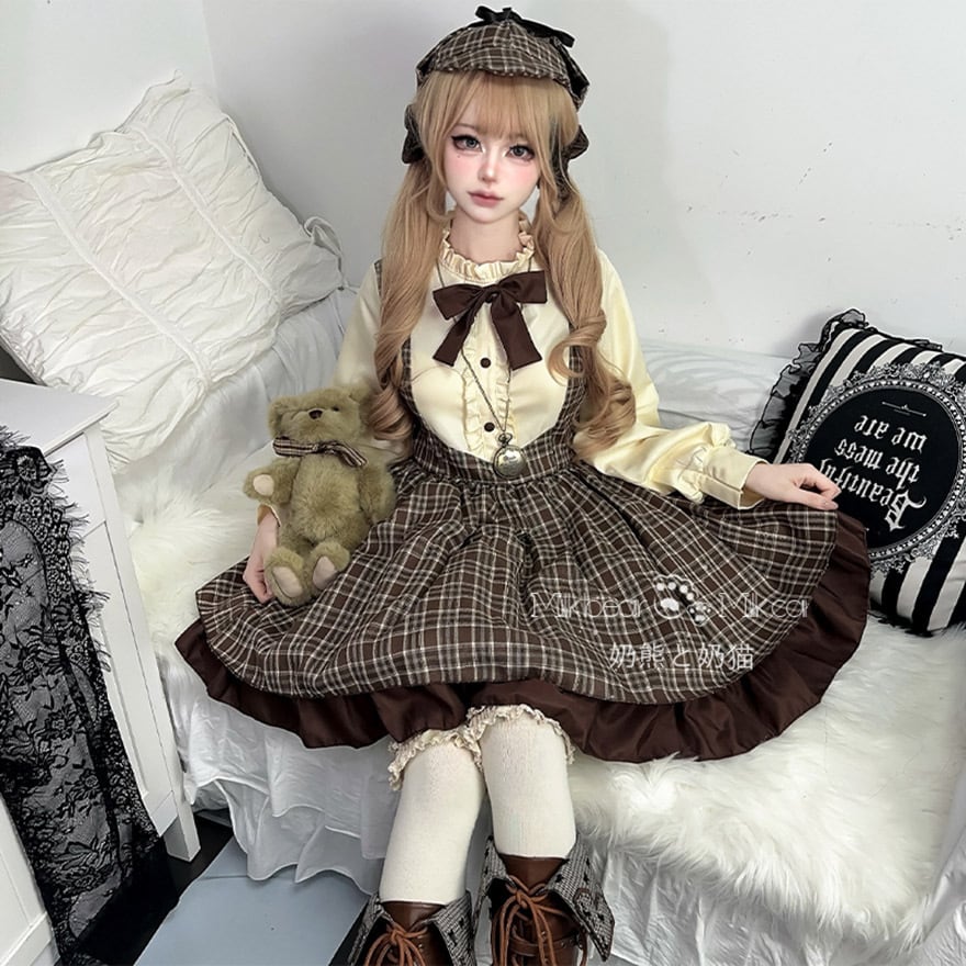 クラロリ 5点セット チェック×ケープ付き 探偵風クラシカル｜WithU
