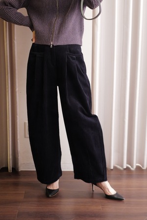 corduroy tuck wide pants navy