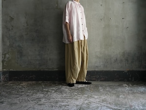 Honnete FOR poefu Irish Linen Gather Blouse「powder pink」「like a rose」