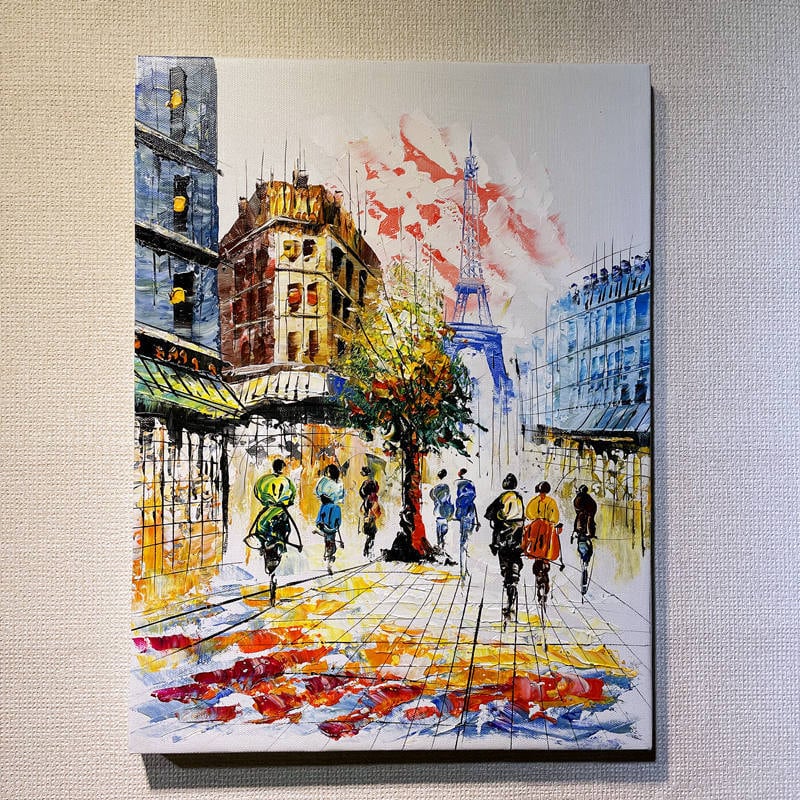 パリの風景画　ヴィンテージ　油絵　完全一点物　超絶レア物