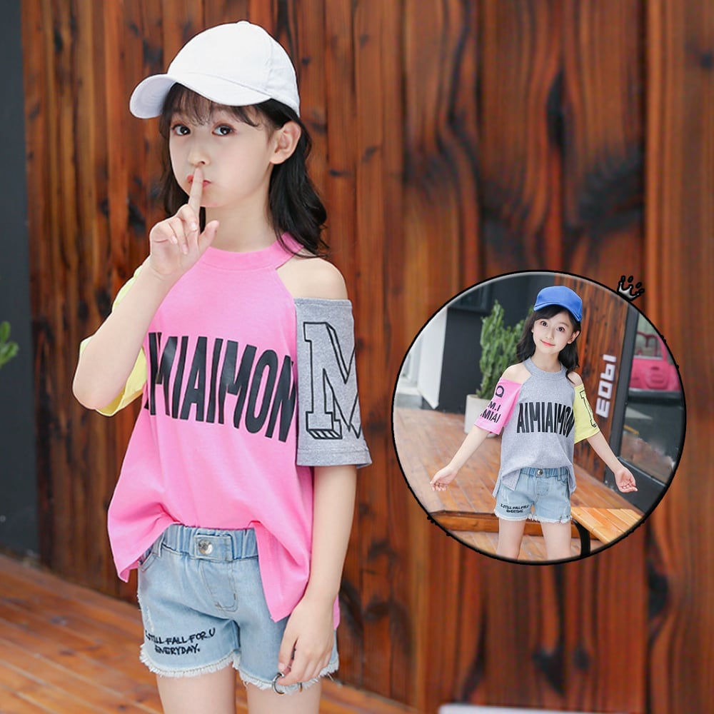 子供服 肩出し Tシャツ 小学生 韓国 春夏秋 キッズ 半袖 女の子 かわいい おしゃれ 大人可愛い カジュアル 大人女子 Ritz Chic レディースファッション通販