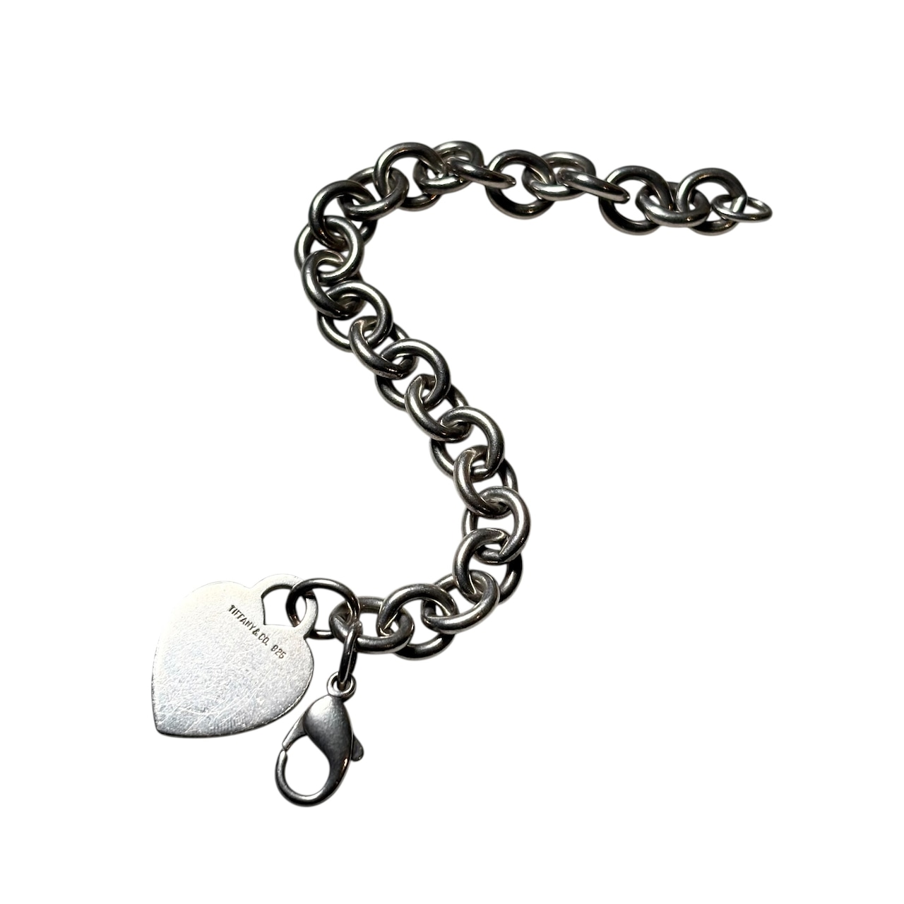 vintage TIFFANY silver circle link chain with heart charm
