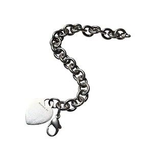 vintage TIFFANY silver circle link chain with heart charm