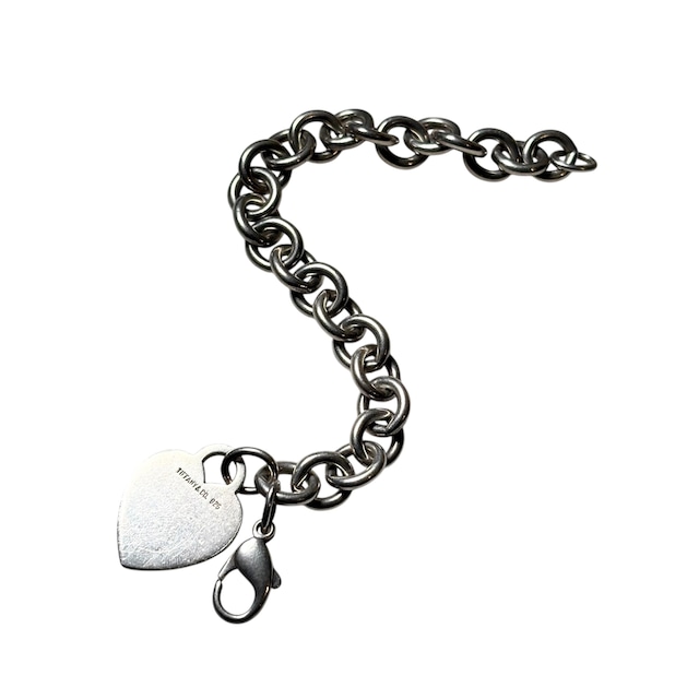 vintage TIFFANY silver circle link chain with heart charm