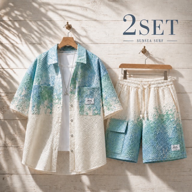 ［2set］Gradation Pattern Shirt ＋ Half Pants　SI1149
