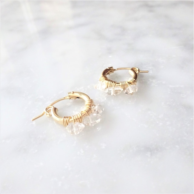 指原莉乃さん着用14kg* 3Herkimerdiamond hoop pierced earrings / earrings