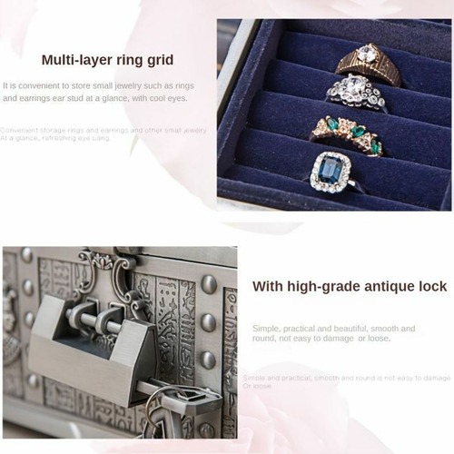 ジュエリーボックス メタルクリエイティブ ロック付き 大型収納ボックス