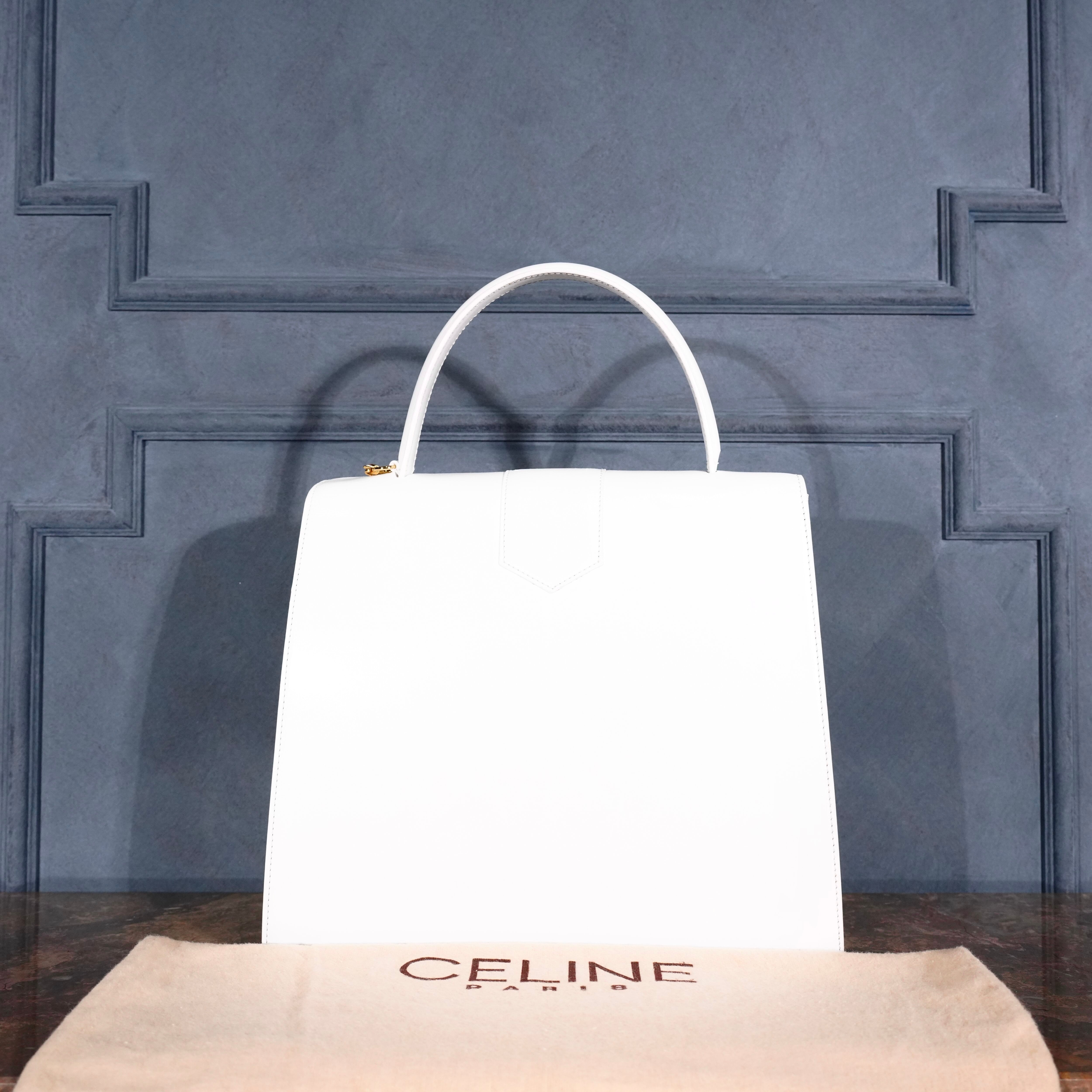 CELINE METAL CHAIN DESIGN LEATHER HAND BAG/オールドセリーヌ