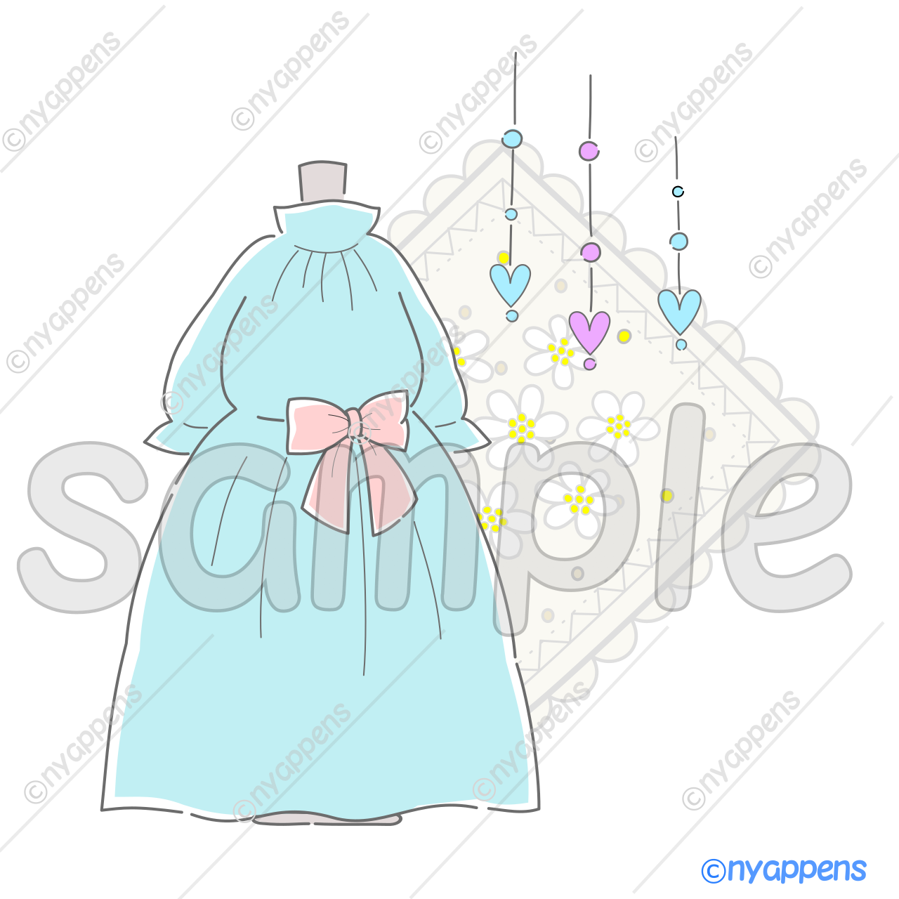 【商用利用OK】手書き風ナチュラル雑貨イラスト<ドレスB>