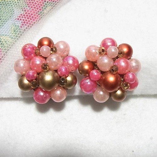 JAPAN  ビーズクラスターイヤリング　ヴィンテージイヤリングのセール通販  10204E