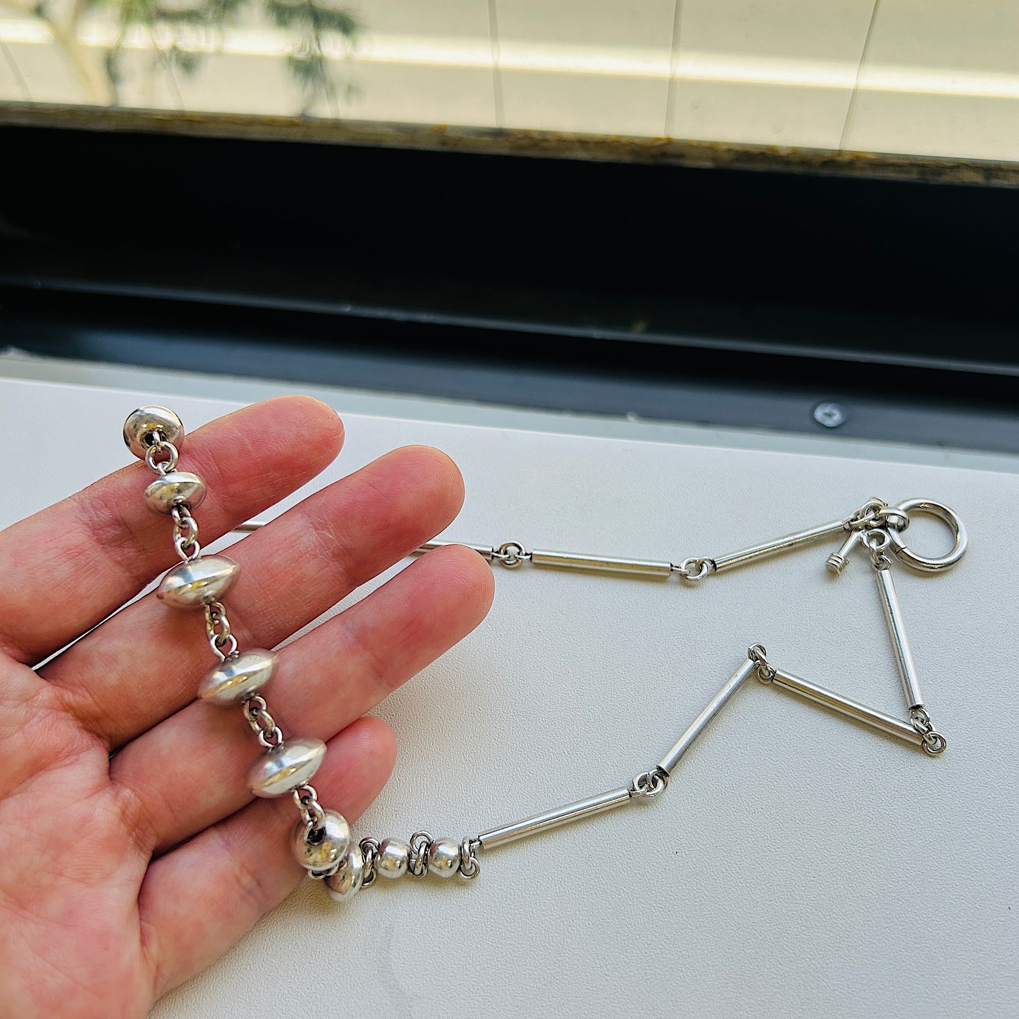 Mexico 925 トグルチェーンネックレス VINTAGE シルバー シルバー925 BEADS ＆ BAR トグルネックレス | Milo Antiques & Vintage