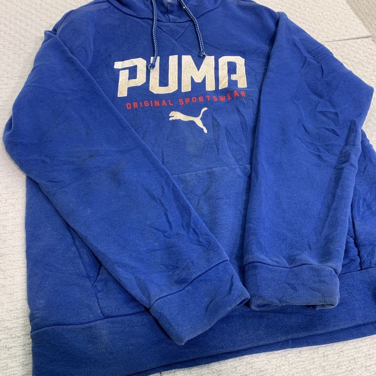 PUMA スウェット パーカー S ブルー ホワイト プーマ ロゴ スポーツ 