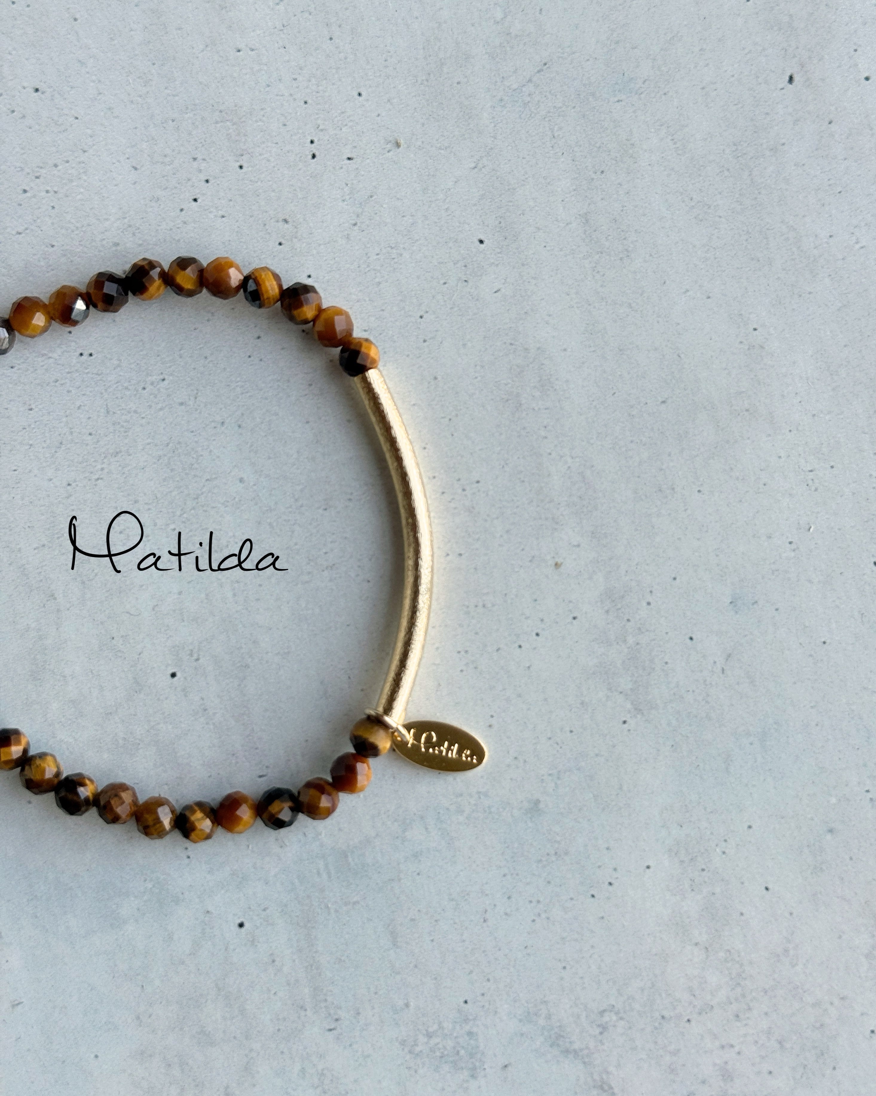 Tube & stone bracelet(タイガーアイ)