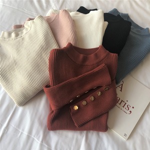 スリーブボタンニット T0113