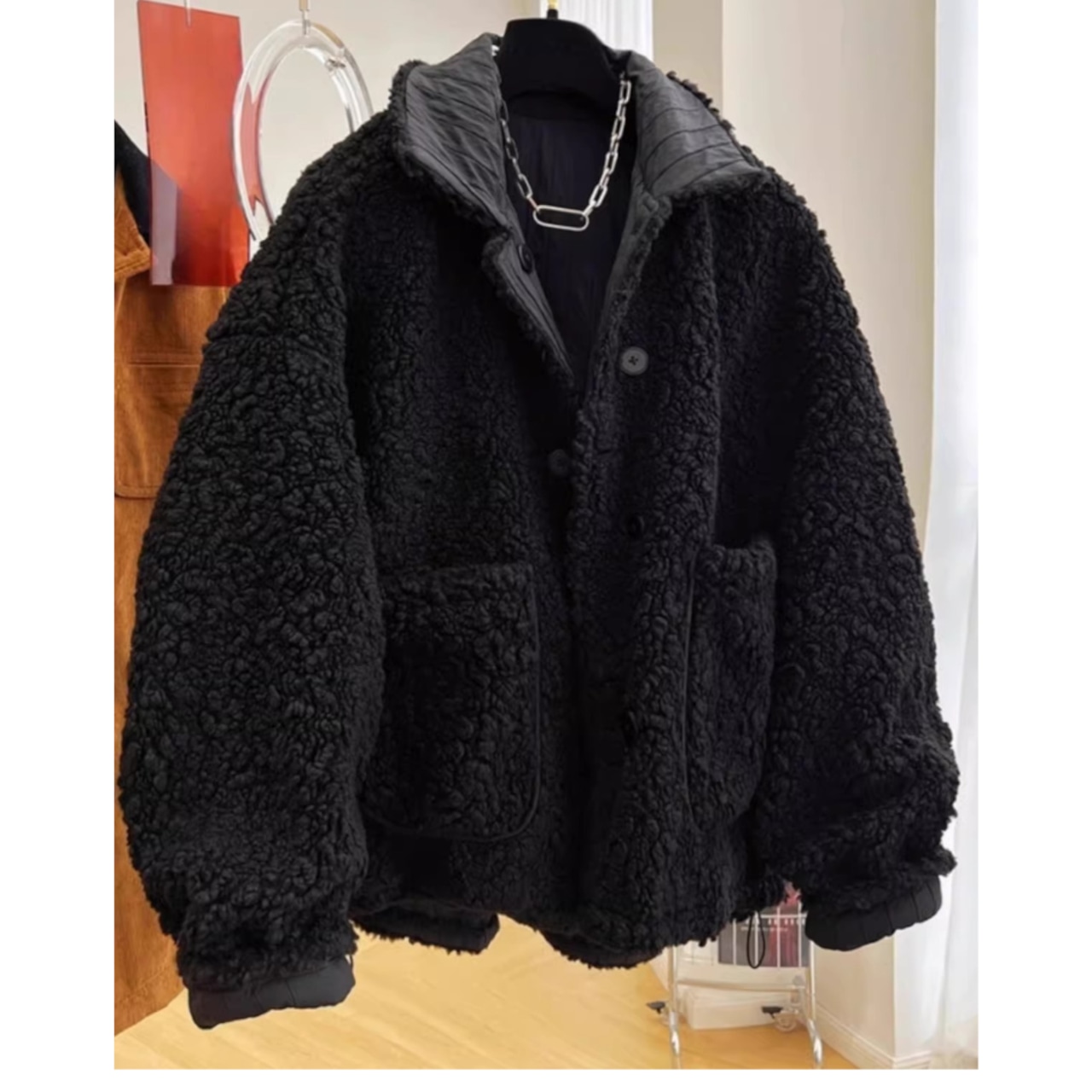 Reversible Shearling Cropped Jacket (ME248)