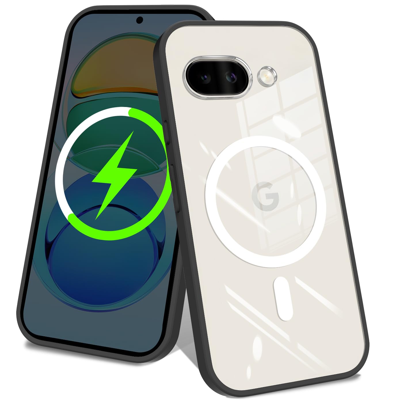 【米軍MIL規格】 Google Pixel 9A ケース 透明 指紋防止 黄変防止 耐衝撃 可愛い ストラップホール付き グーグルピクセル 9aカバー マグセーフ対応 ワイヤレス充電対応 (ブラック)