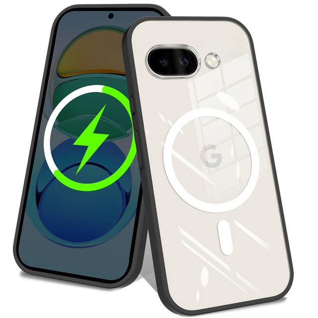 【米軍MIL規格】 Google Pixel 9A ケース 透明 指紋防止 黄変防止 耐衝撃 可愛い ストラップホール付き グーグルピクセル 9aカバー マグセーフ対応 ワイヤレス充電対応 (ブラック)