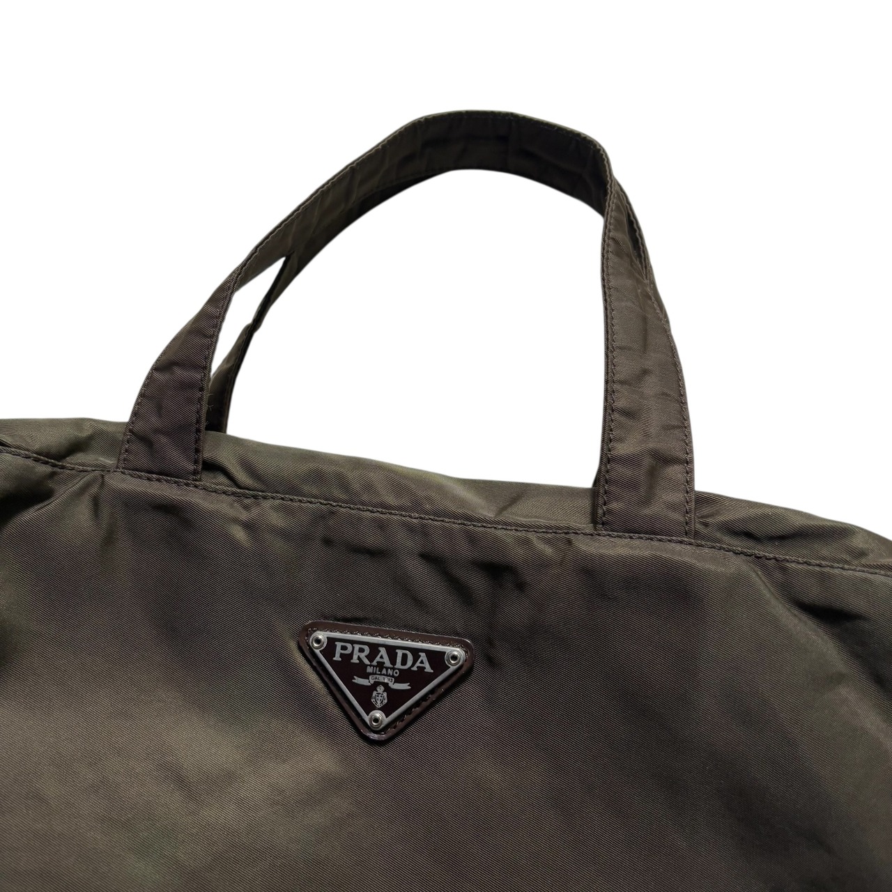 PRADA khaki nylon briefcase