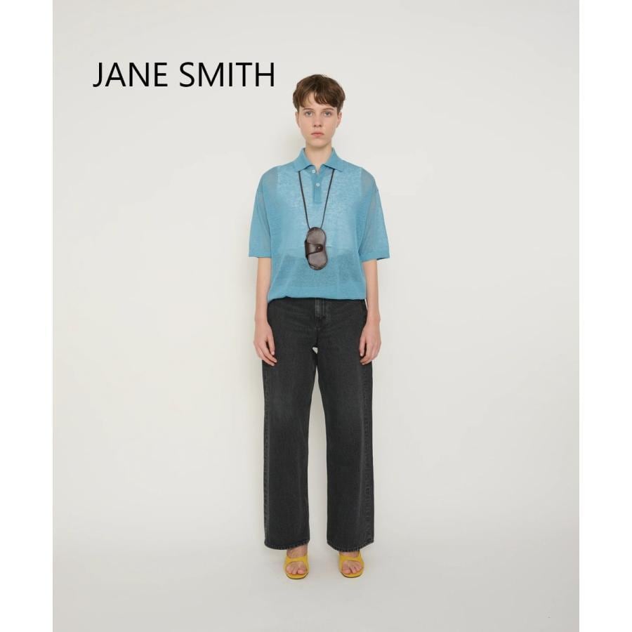 JANE SMITH/ジェーンスミス・16G Linen Nylon Sheer Knit Polo Shirt