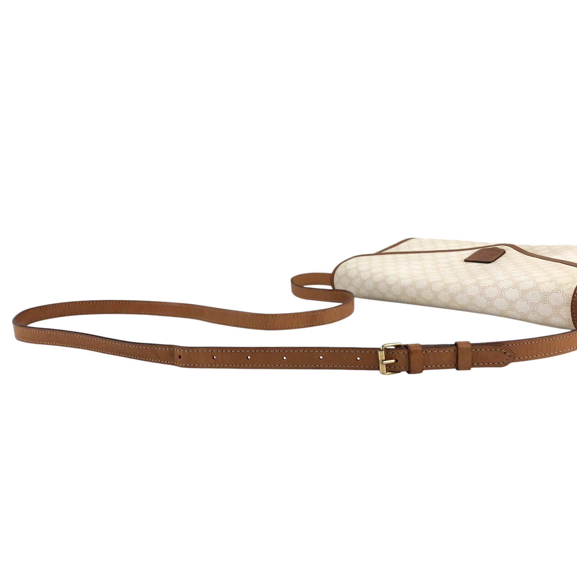 CELINE セリーヌ マカダム ショルダーバッグ ホワイト ブラゾン型押し
