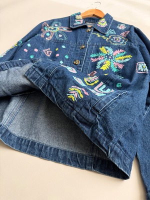 Doodle Embroidered Denim Shirt Jacket