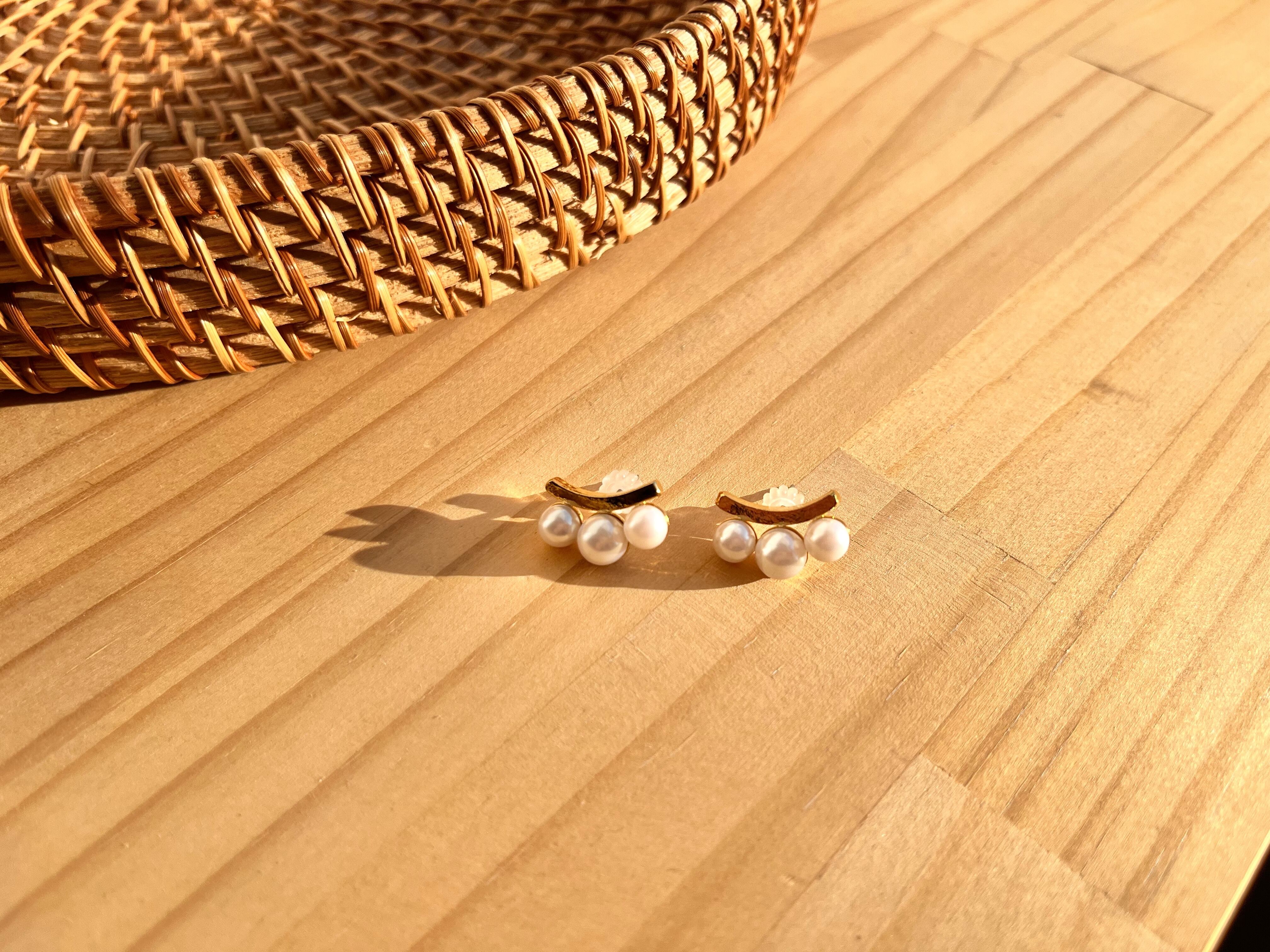 18K3連Pearl Pierce | KOBE Pearl Charles