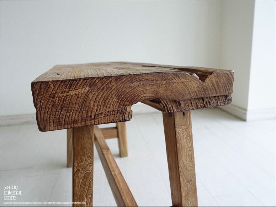 オールドチークベンチEink スツール 長椅子 古材家具 一枚板 花台 無垢