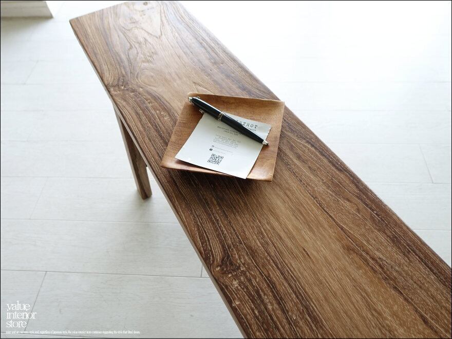 オールドチーク無垢材ベンチ UF14 長椅子 古材家具 一枚板 総無垢
