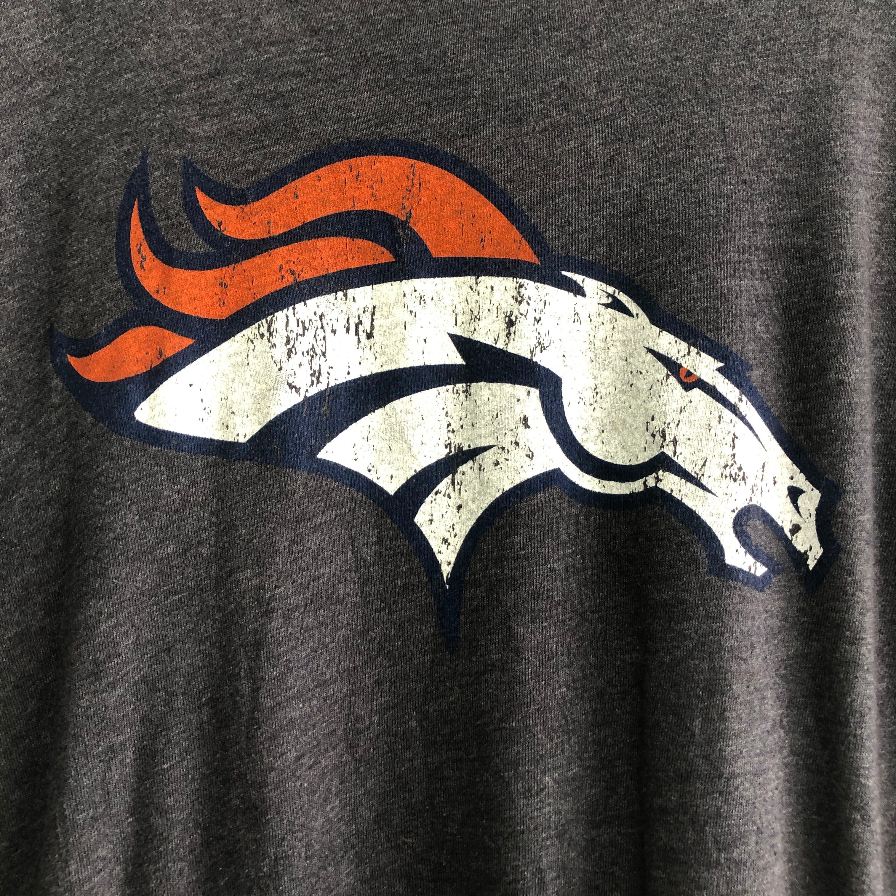 古着 Nfl デンバー ブロンコス プリントロゴ プルオーバーパーカー グレー Rehda Com