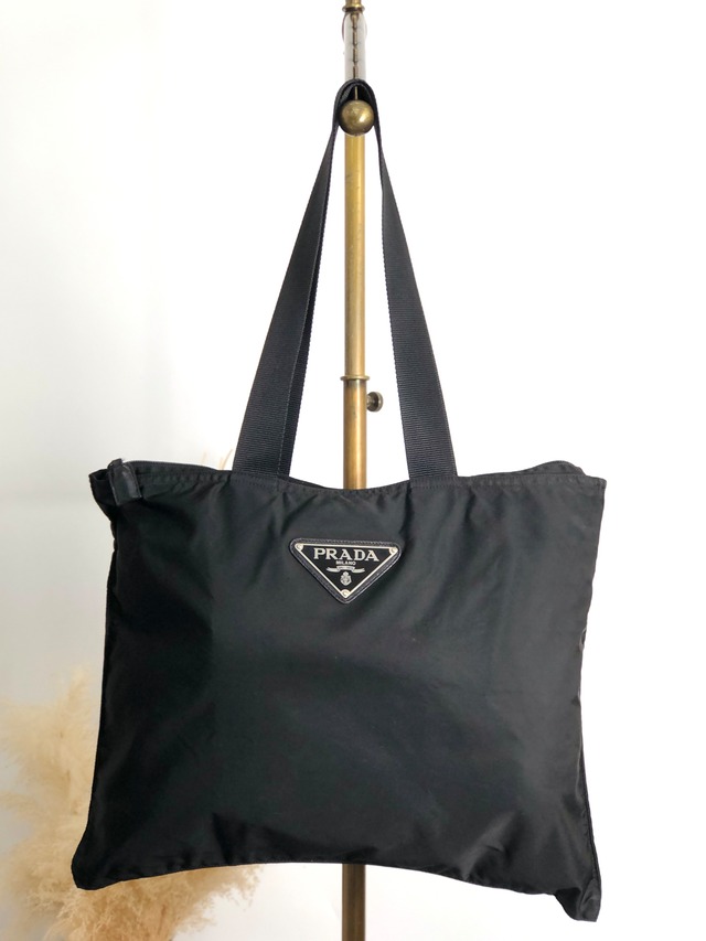 PRADA プラダ ハンドバッグ ブラック トライアングルロゴ ナイロン トートバッグ vintage ヴィンテージ オールド 6e4zku