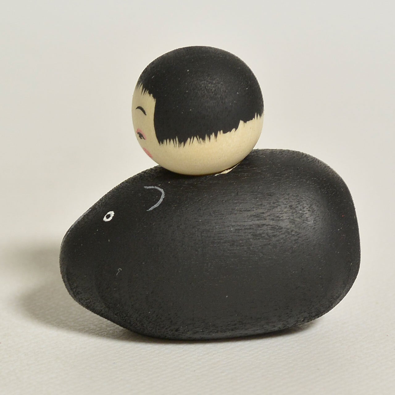 くま乗り金太郎ちゃんこけし 約1.5寸 約4.5m 鈴木明 工人（作並系