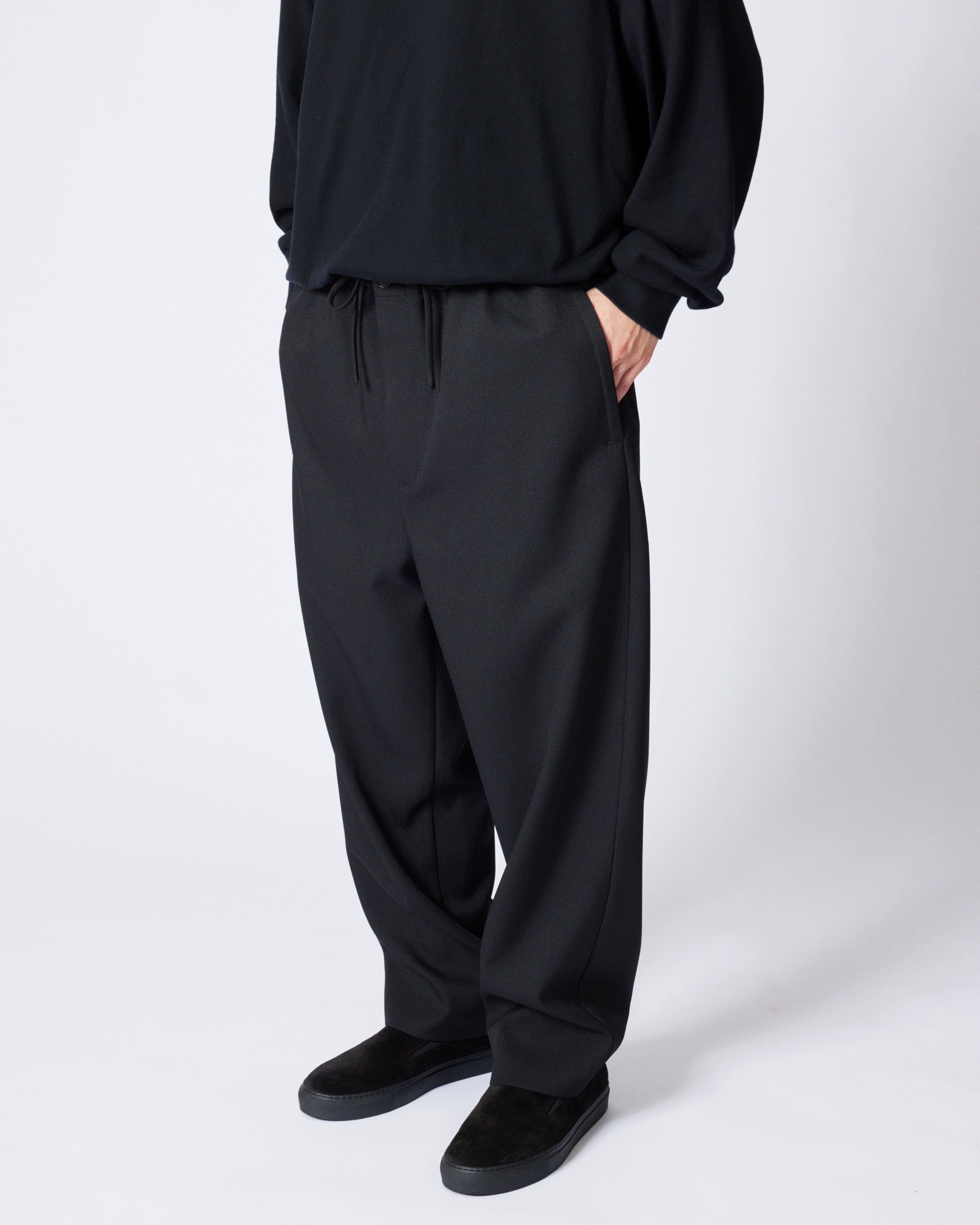 everyone polyester twill easy slacks (BLACK) | everyone